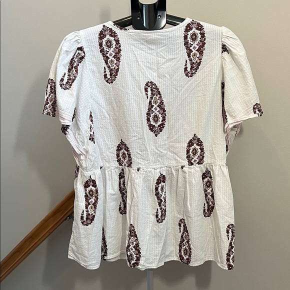 Knox Rose Paisley Flutter Sleeve Peasant Blouse - Size XXL - Picture 7 of 7